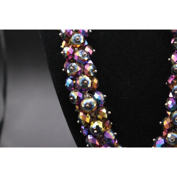 VINTAGE Joan Divero Aurora Borealis Crystal Necklace. 1950's-60's Multi-Strand S - Picture 3 of 5